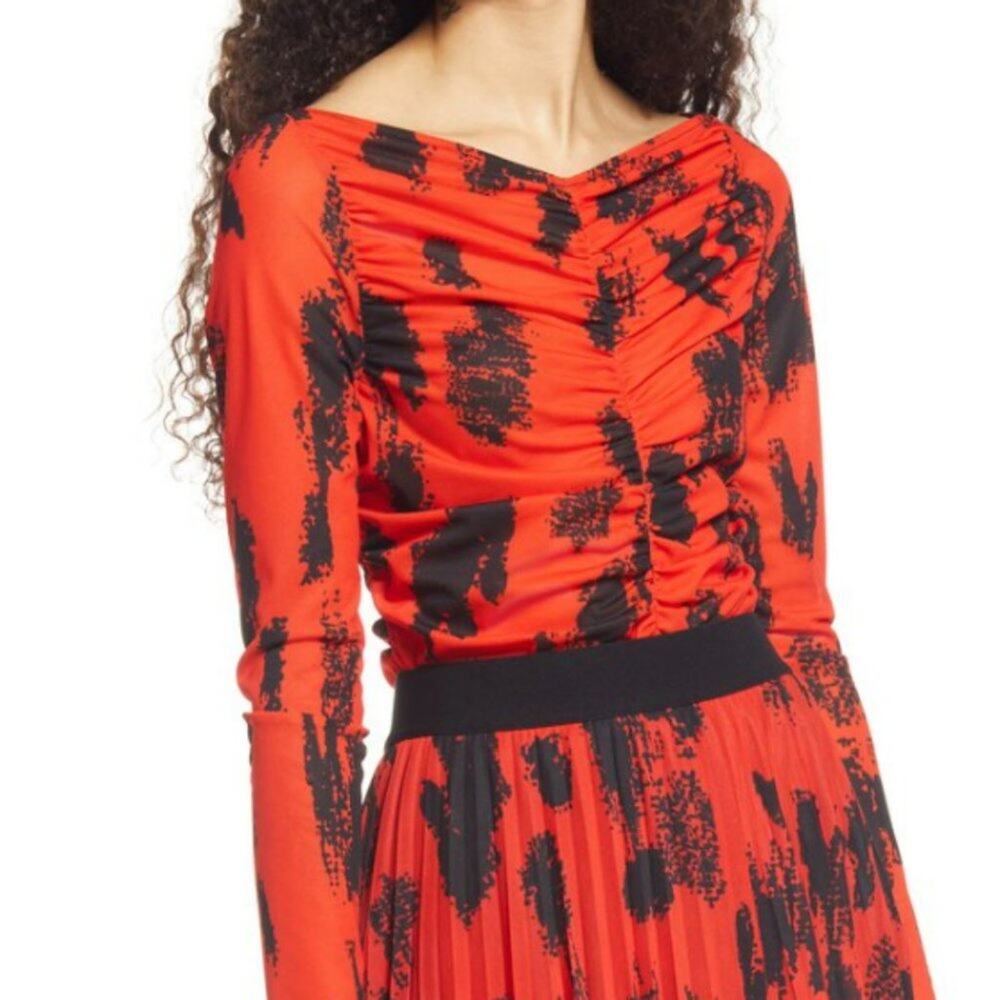 New ~ NORDSTROM BY CRISTINA MARTINEZ ~  Ruched Print Smudge Top Large